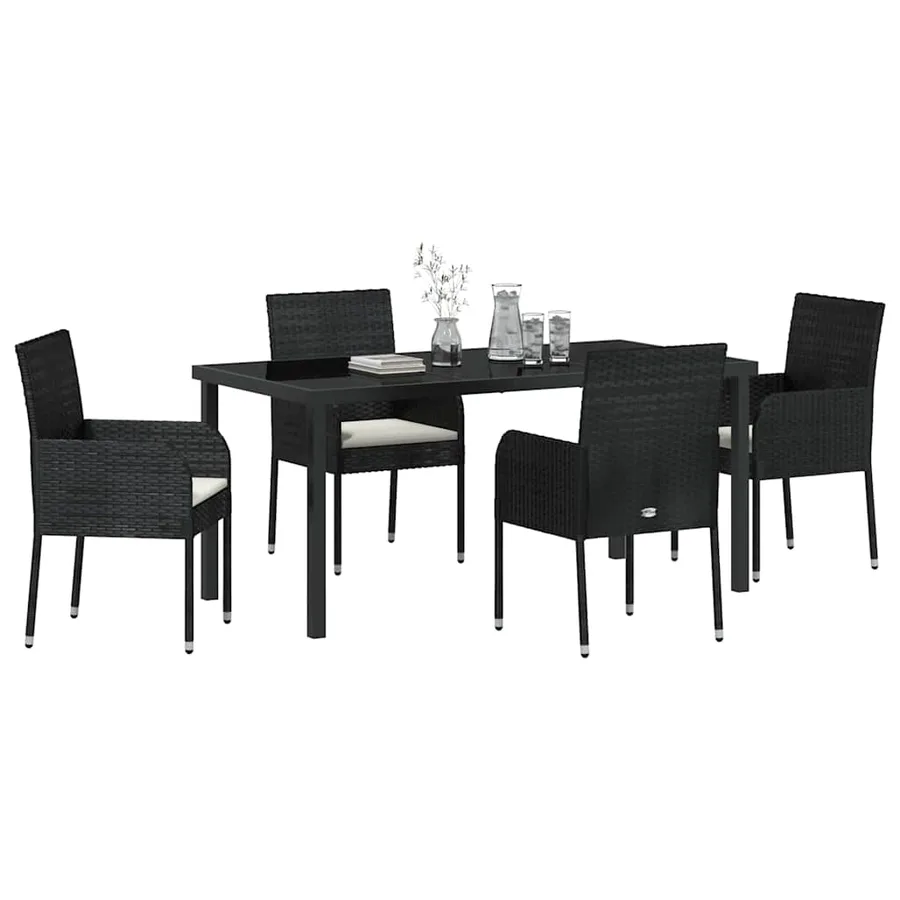 Ensemble de salle à manger pour jardin 5 pcs Noir polyrotin - 3