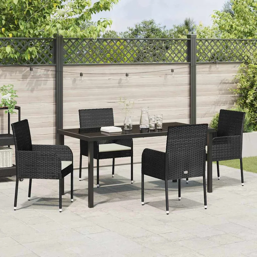 Ensemble de salle à manger pour jardin 5 pcs Noir polyrotin - 4