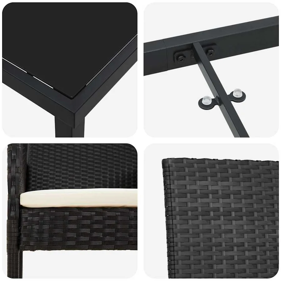 Ensemble de salle à manger pour jardin 5 pcs Noir polyrotin - 9