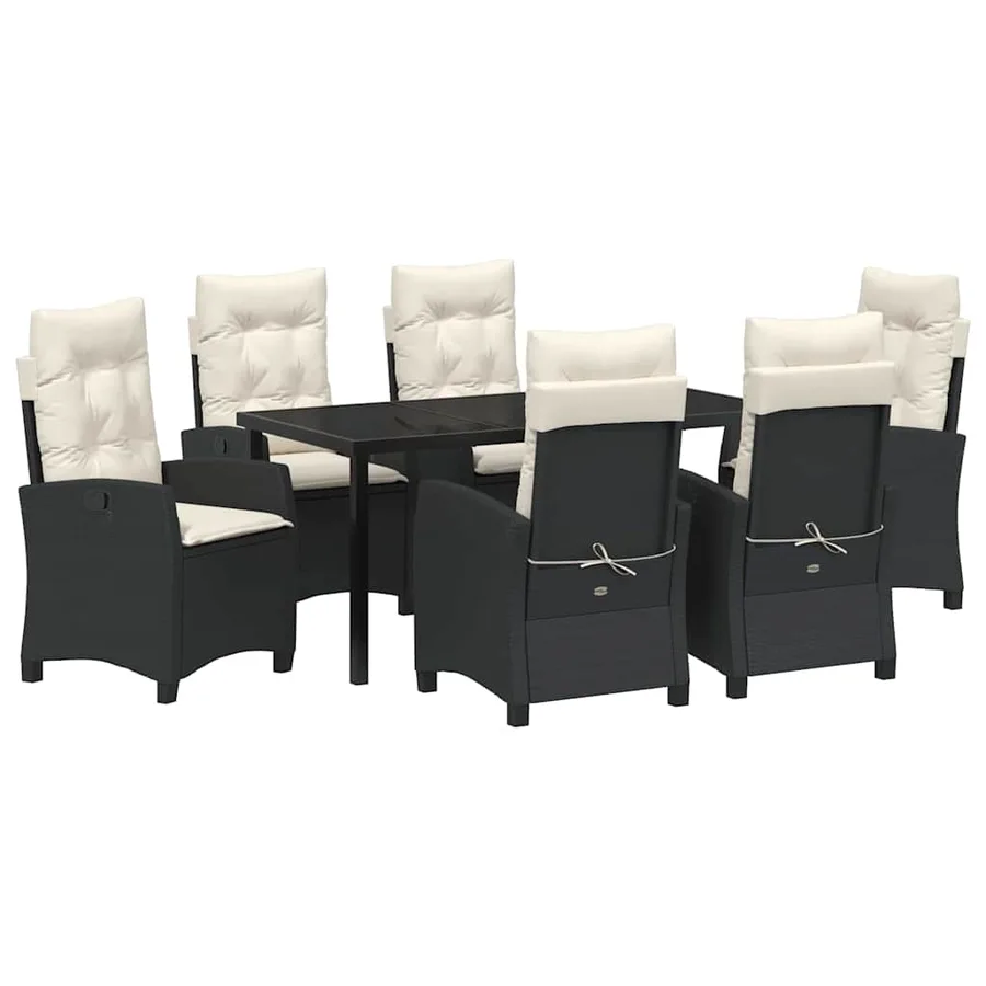 Ensemble de salle à manger pour jardin 7 pcs Noir polyrotin - 2