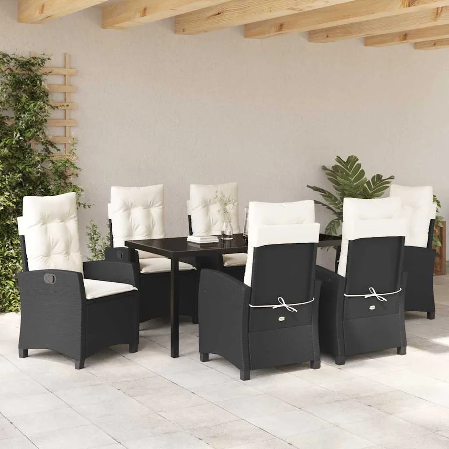 Ensemble de salle à manger pour jardin 7 pcs Noir polyrotin - 4