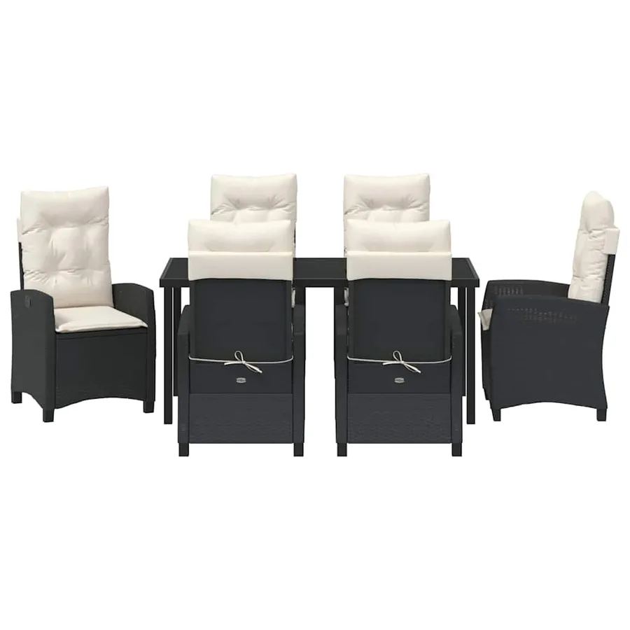 Ensemble de salle à manger pour jardin 7 pcs Noir polyrotin - 7