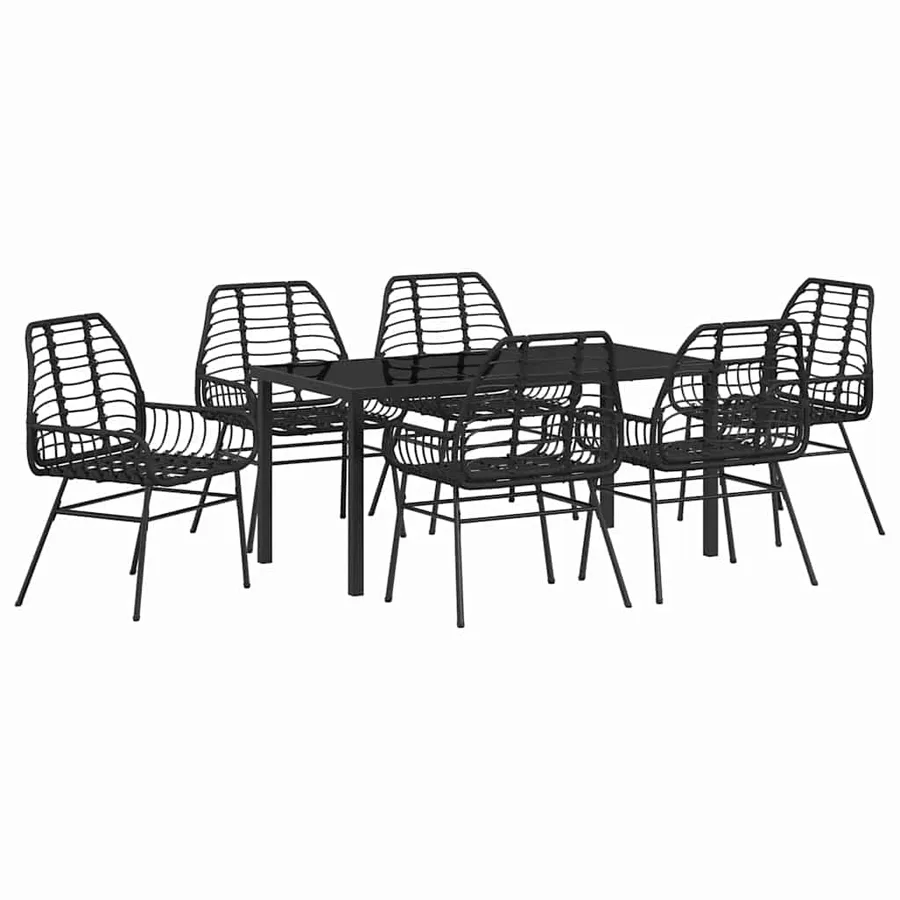 Ensemble de salle à manger pour jardin 7 pcs Noir polyrotin - 2