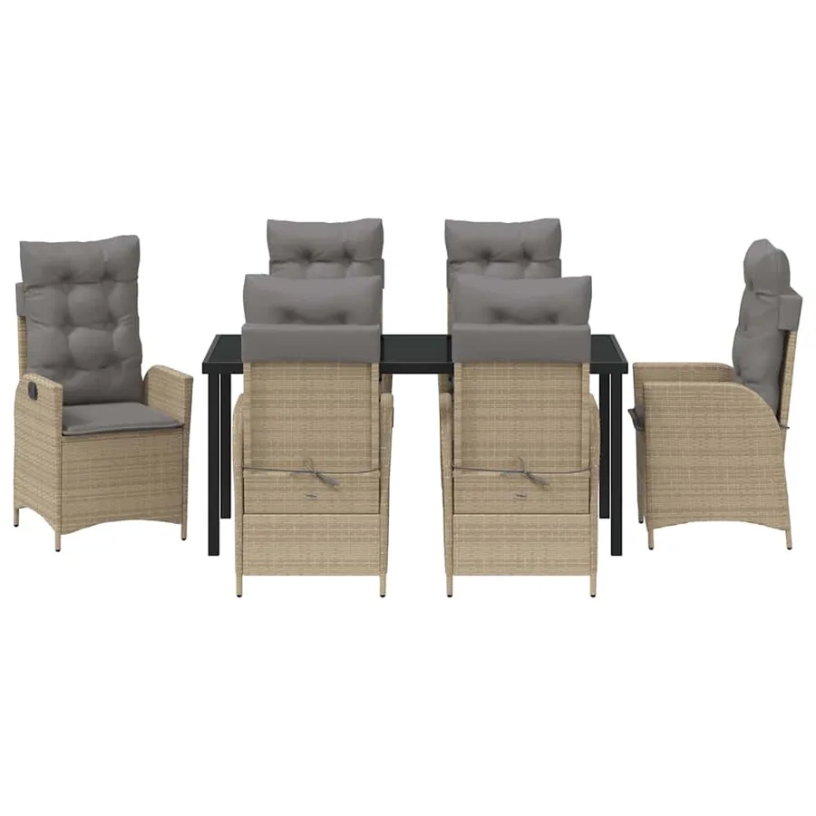 Ensemble de salle à manger pour jardin 7 pcs Beige polyrotin - 7