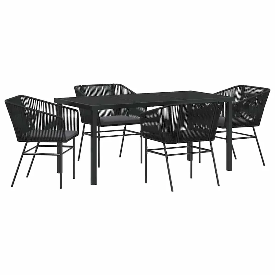 Ensemble de salle à manger pour jardin avec coussin 5 pcs Noir - 2