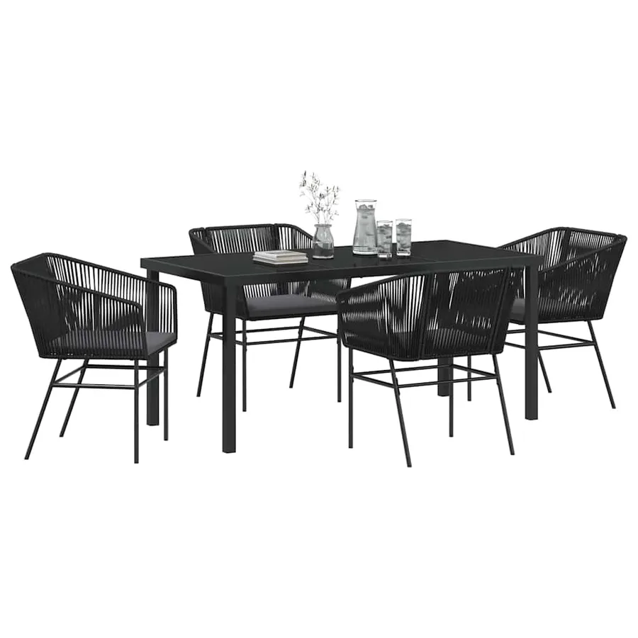 Ensemble de salle à manger pour jardin avec coussin 5 pcs Noir - 3