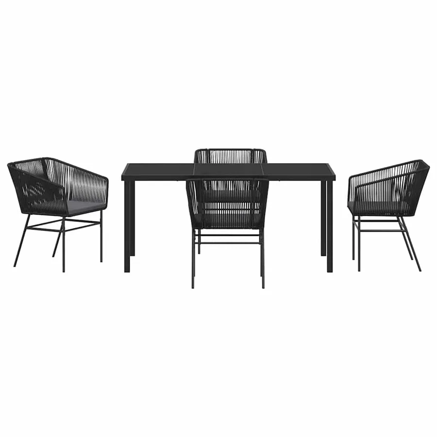 Ensemble de salle à manger pour jardin avec coussin 5 pcs Noir - 7