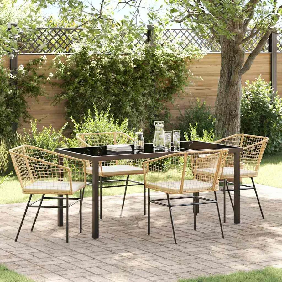 Ensemble de salle à manger pour jardin 5 pcs Marron polyrotin