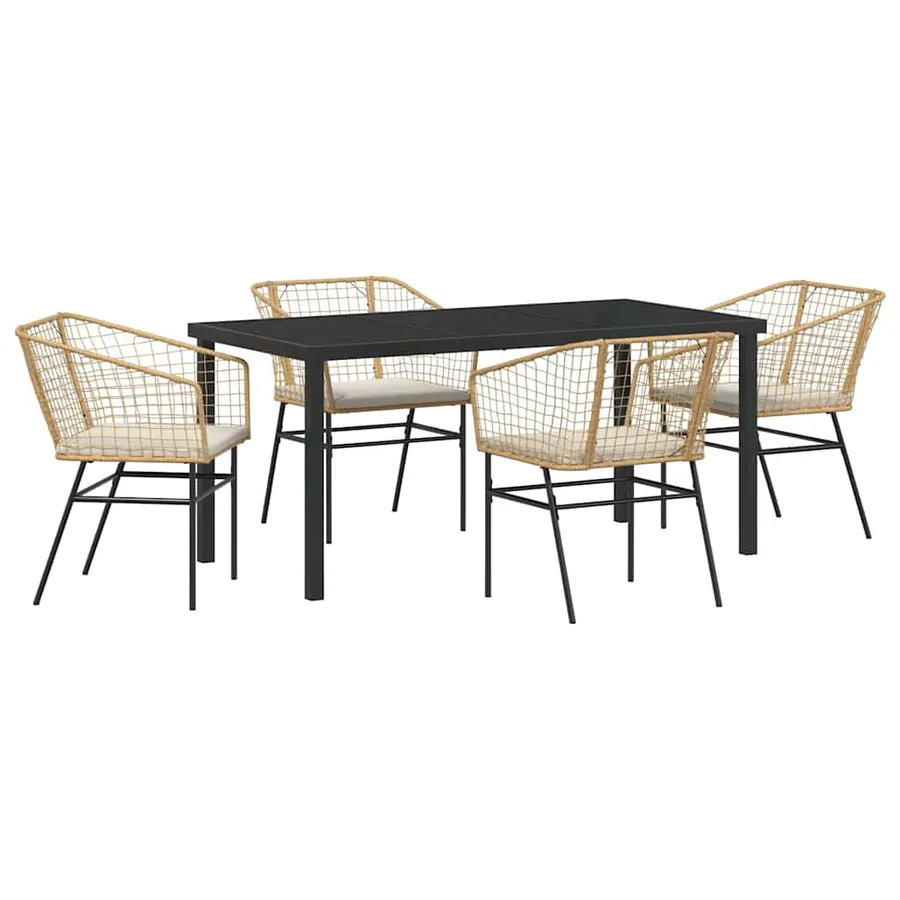Ensemble de salle à manger pour jardin 5 pcs Marron polyrotin - 2