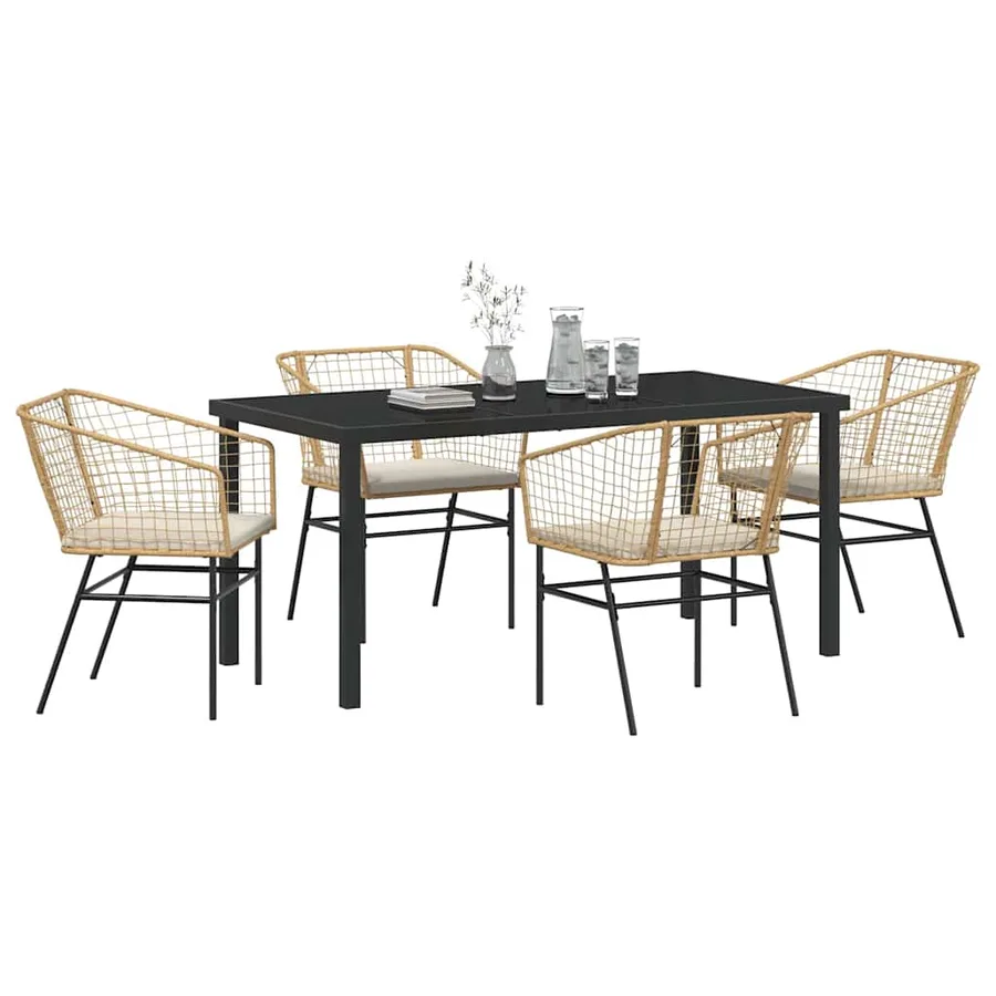 Ensemble de salle à manger pour jardin 5 pcs Marron polyrotin - 3