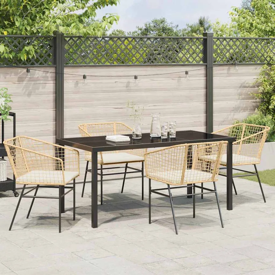 Ensemble de salle à manger pour jardin 5 pcs Marron polyrotin - 4