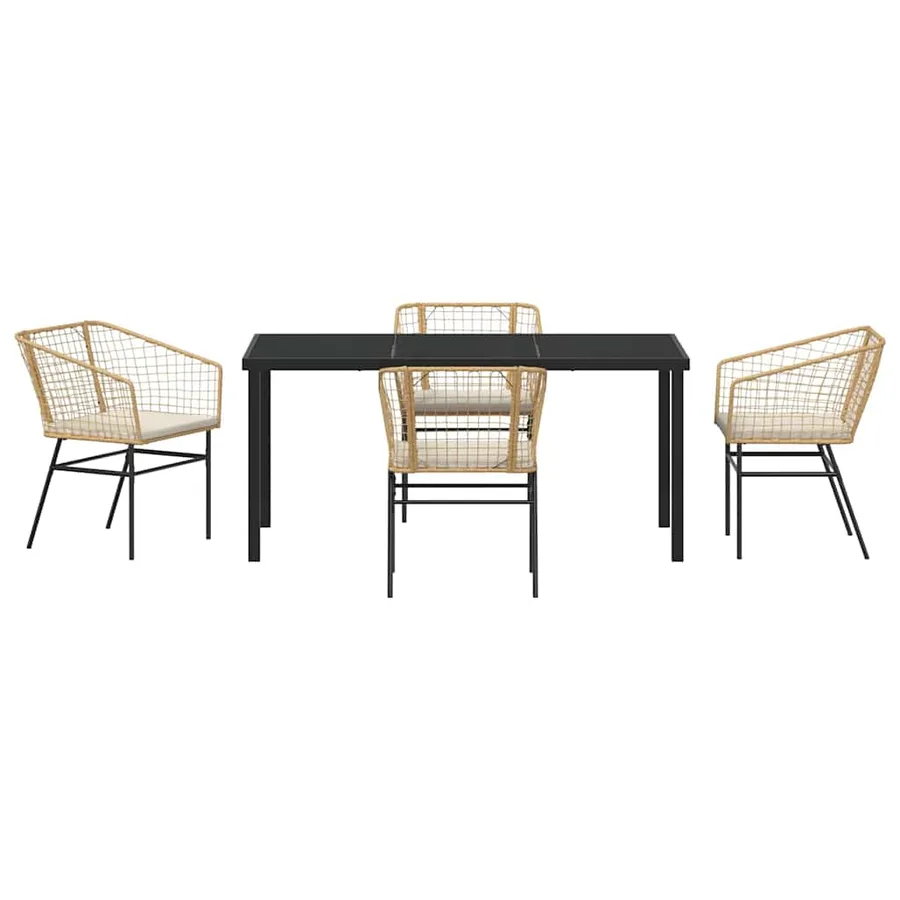 Ensemble de salle à manger pour jardin 5 pcs Marron polyrotin - 7