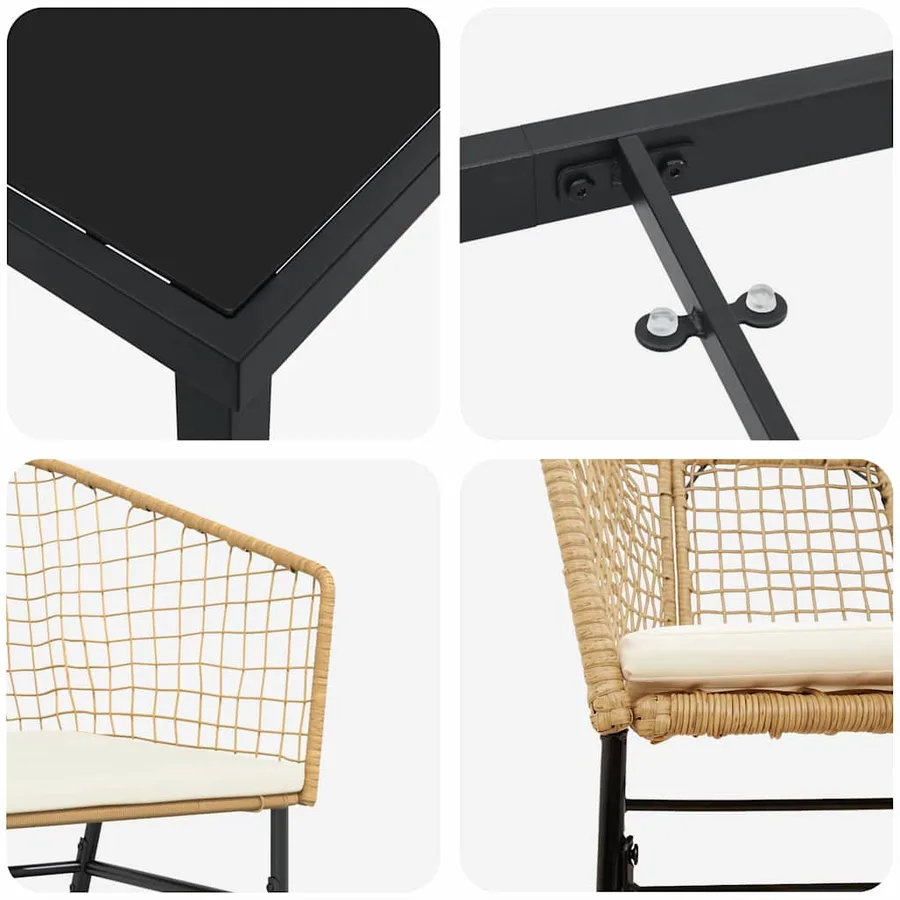 Ensemble de salle à manger pour jardin 5 pcs Marron polyrotin - 9