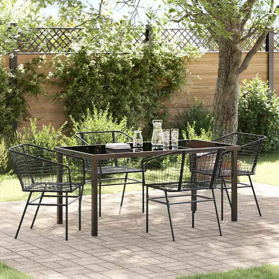 Ensemble de salle à manger pour jardin 5 pcs Noir polyrotin