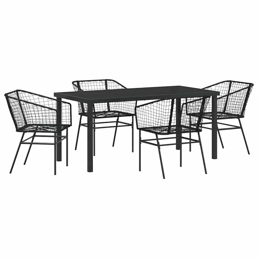 Ensemble de salle à manger pour jardin 5 pcs Noir polyrotin - 2