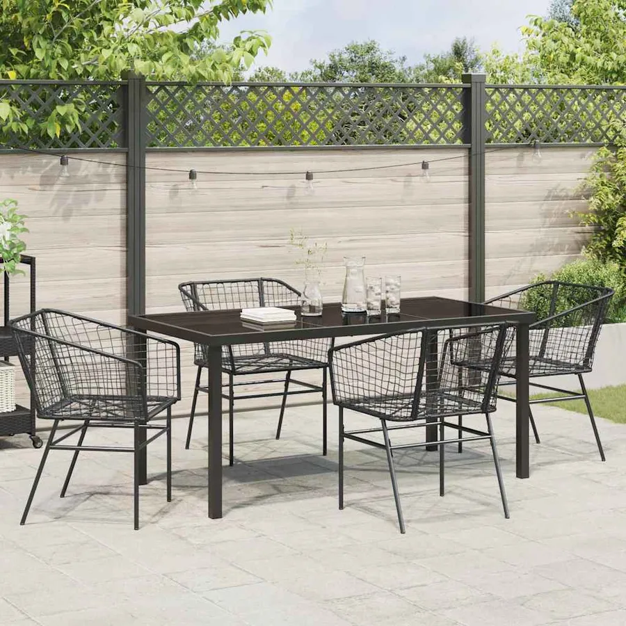 Ensemble de salle à manger pour jardin 5 pcs Noir polyrotin - 4