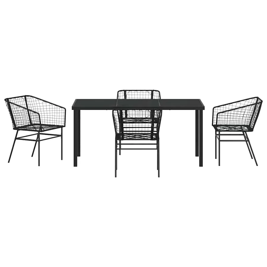 Ensemble de salle à manger pour jardin 5 pcs Noir polyrotin - 7