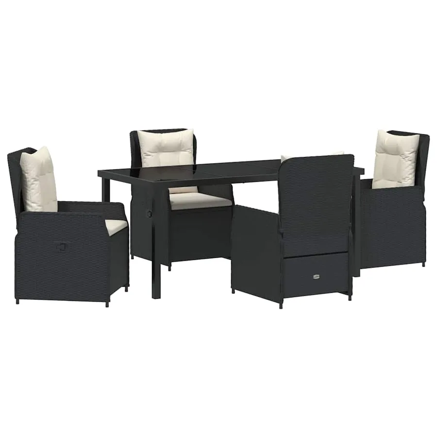 Ensemble de salle à manger pour jardin 5 pcs Noir polyrotin - 2