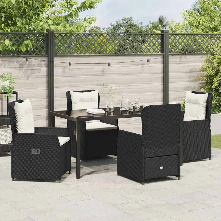 Ensemble de salle à manger pour jardin 5 pcs Noir polyrotin - 4