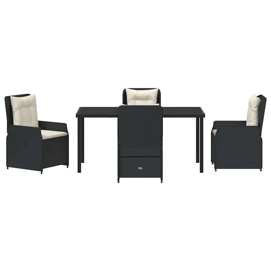 Ensemble de salle à manger pour jardin 5 pcs Noir polyrotin - 7
