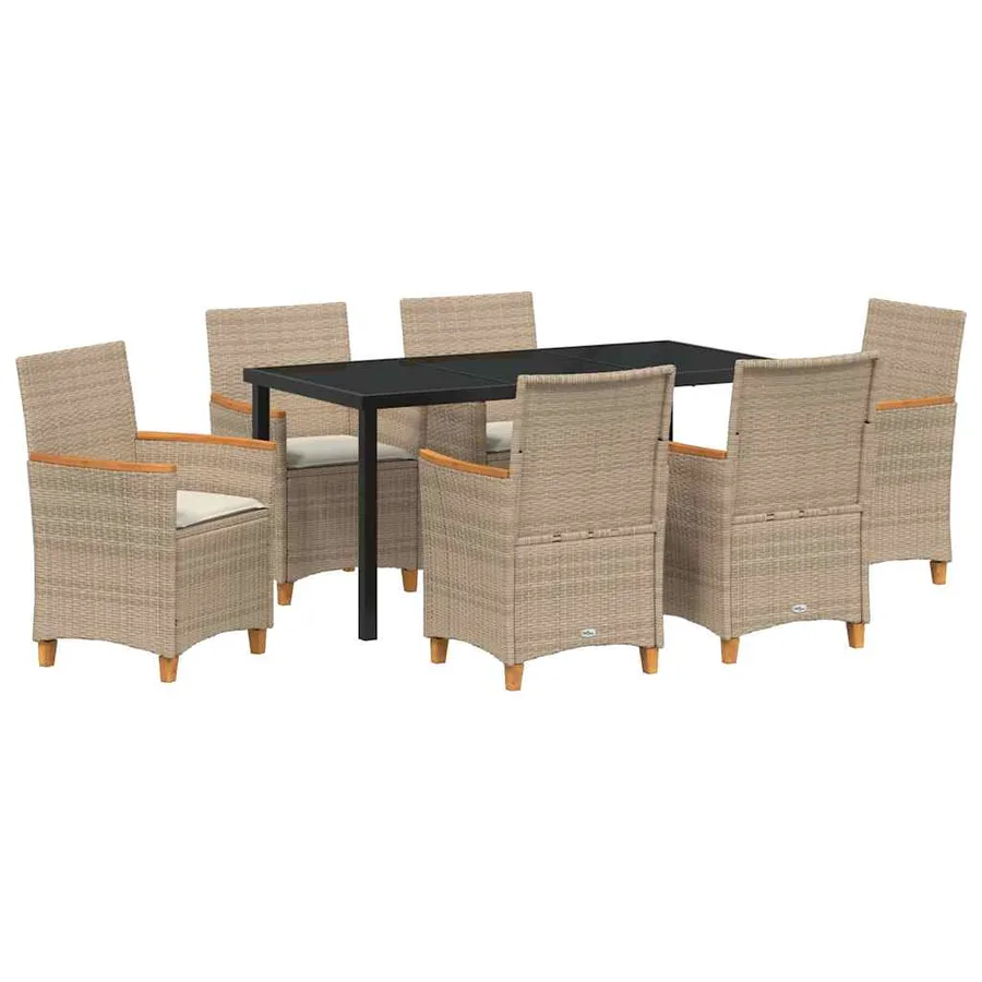 Ensemble de salle à manger pour jardin 7 pcs Beige polyrotin - 2