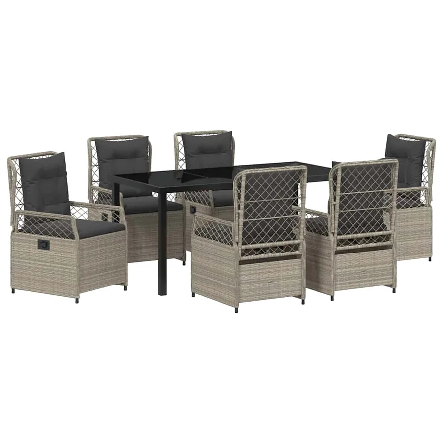 Ensemble de salle à manger pour jardin 7 pcs Gris clair - 2
