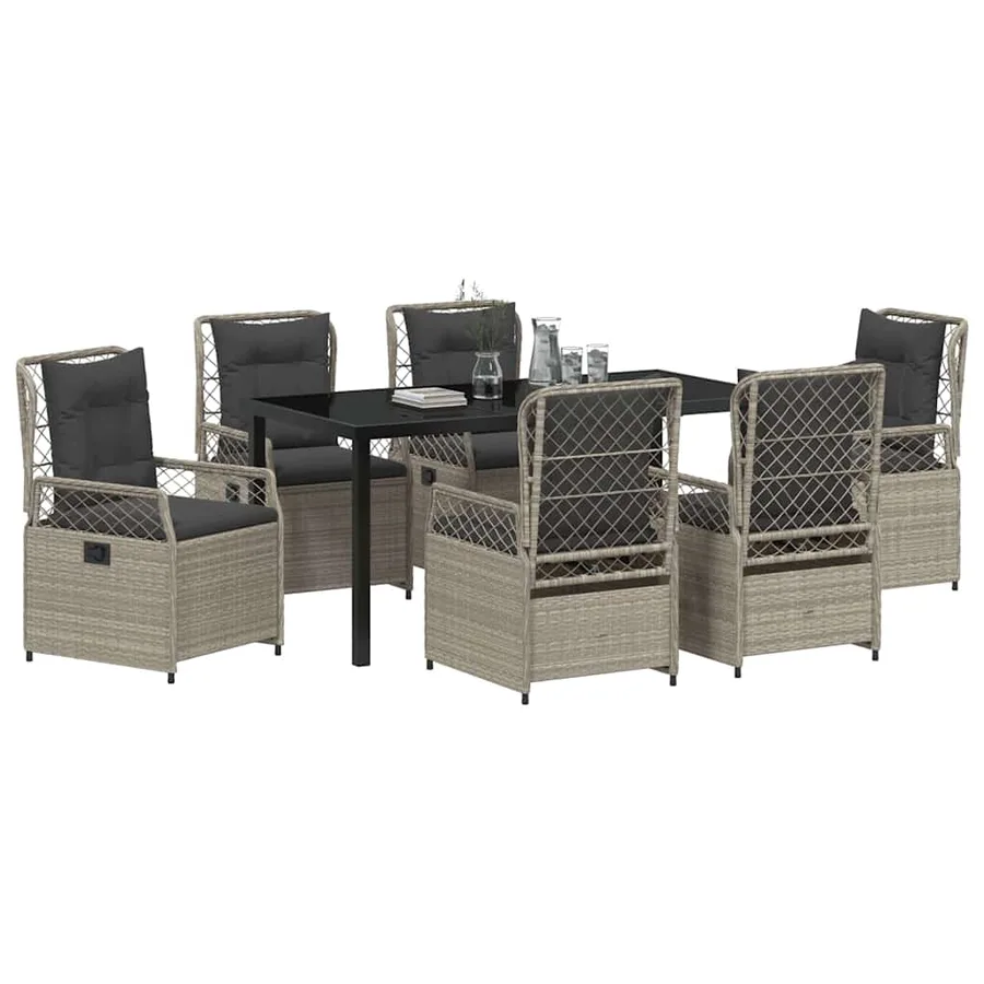 Ensemble de salle à manger pour jardin 7 pcs Gris clair - 3