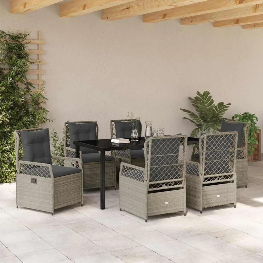 Ensemble de salle à manger pour jardin 7 pcs Gris clair - 4