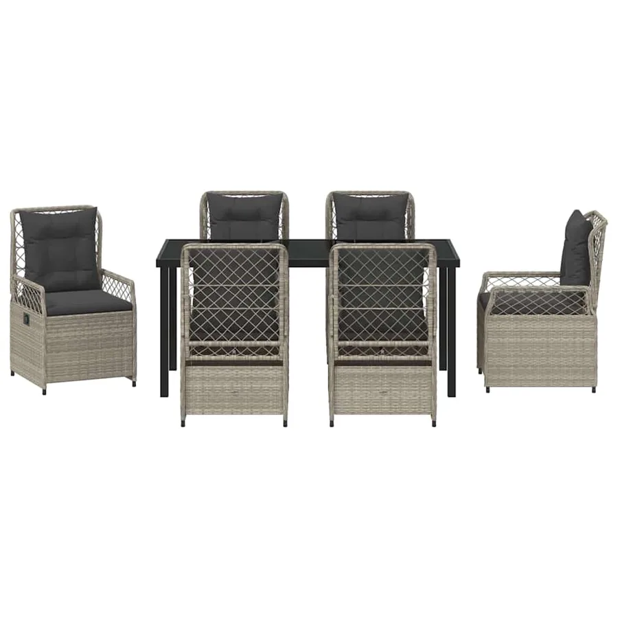 Ensemble de salle à manger pour jardin 7 pcs Gris clair - 7