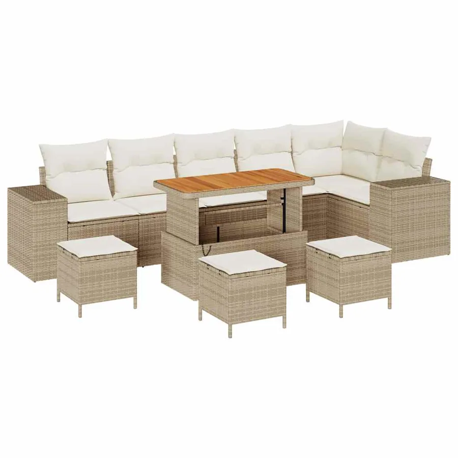 Ensemble de canapé de jardin 10 pcs Beige polyrotin - 2