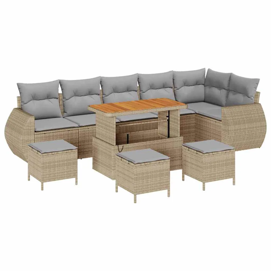 Ensemble de canapé de jardin 10 pcs Beige polyrotin - 2