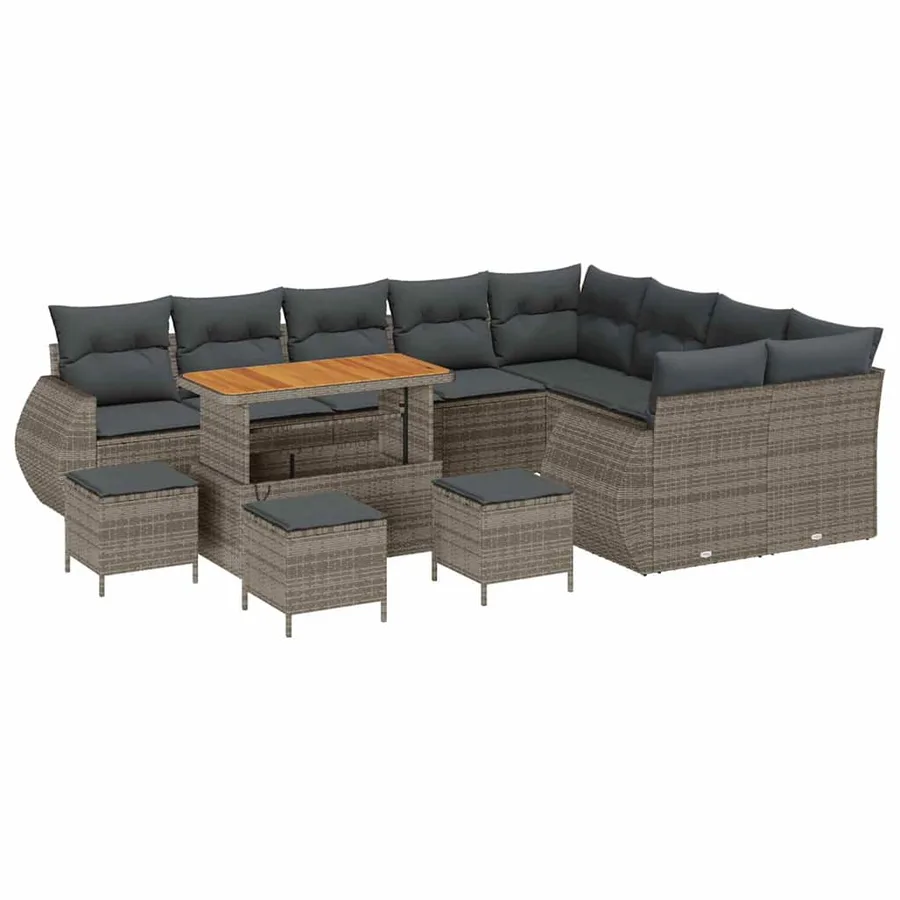 Ensemble de canapé de jardin 13 pcs Gris polyrotin - 2