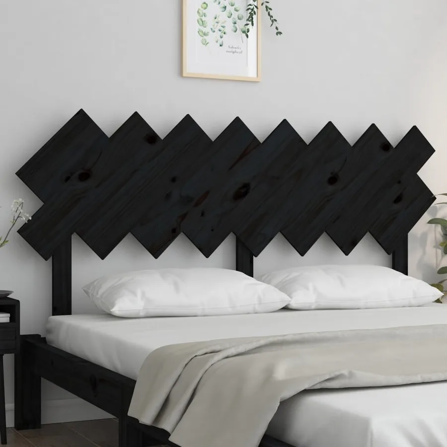 Tête de lit Noir 159,5x3x80,5 cm Bois massif de pin - 3