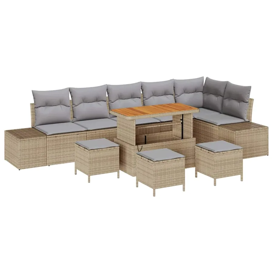 Ensemble de canapé de jardin 10 pcs Beige polyrotin - 2