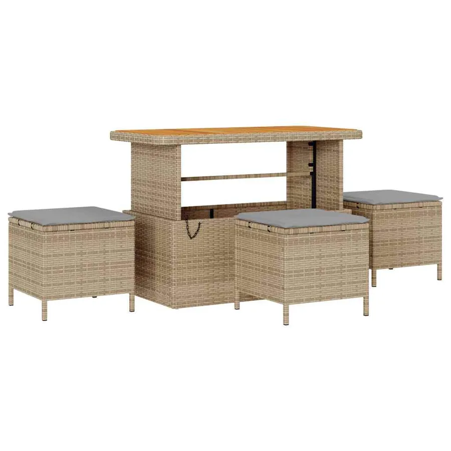 Ensemble de canapé de jardin 9 pcs Beige Poly rotin - 6