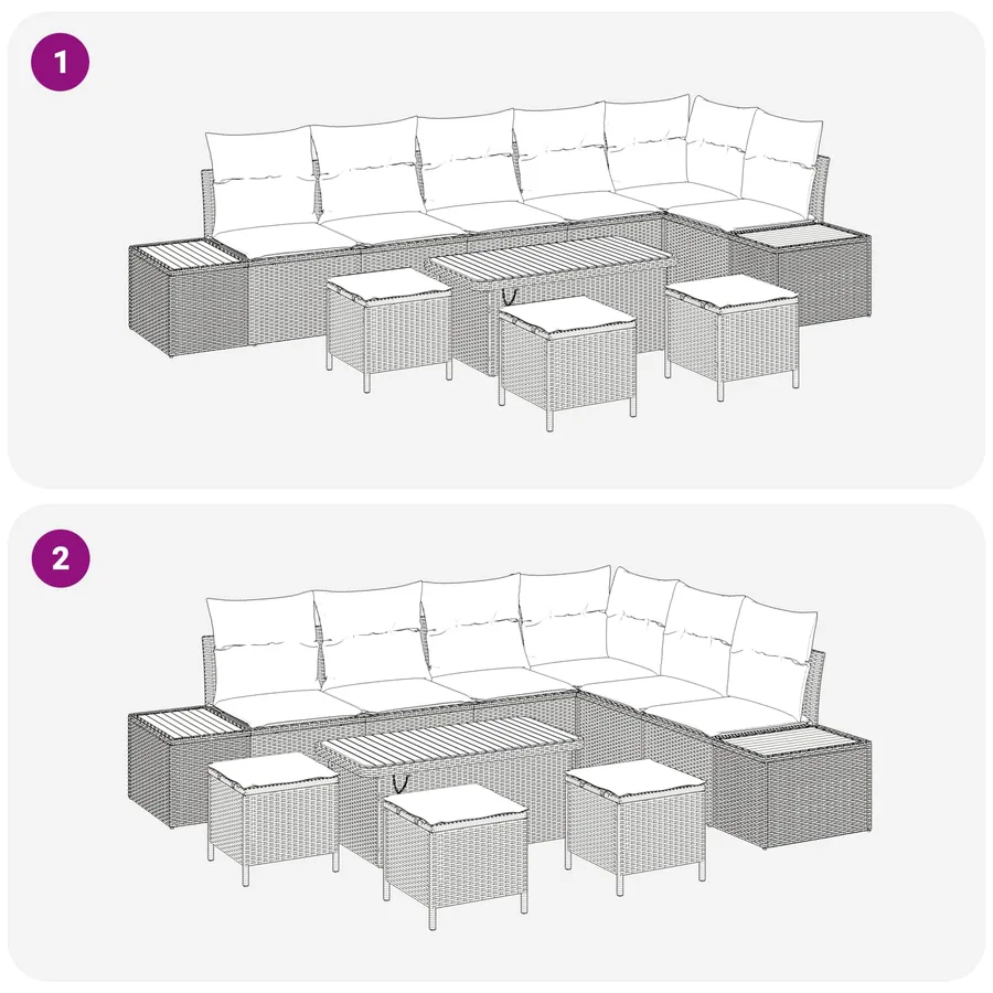 Ensemble de canapé de jardin avec coussin 10 pcs Gris - 8