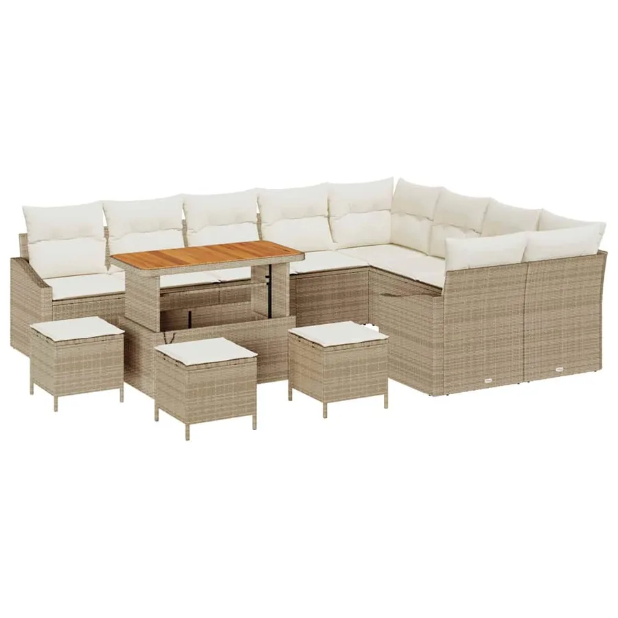 Ensemble de canapé de jardin 13 pcs Beige Poly rotin - 2