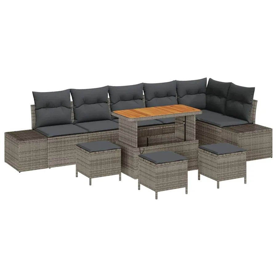 Ensemble de canapé de jardin 10 pcs Gris Poly rotin - 2