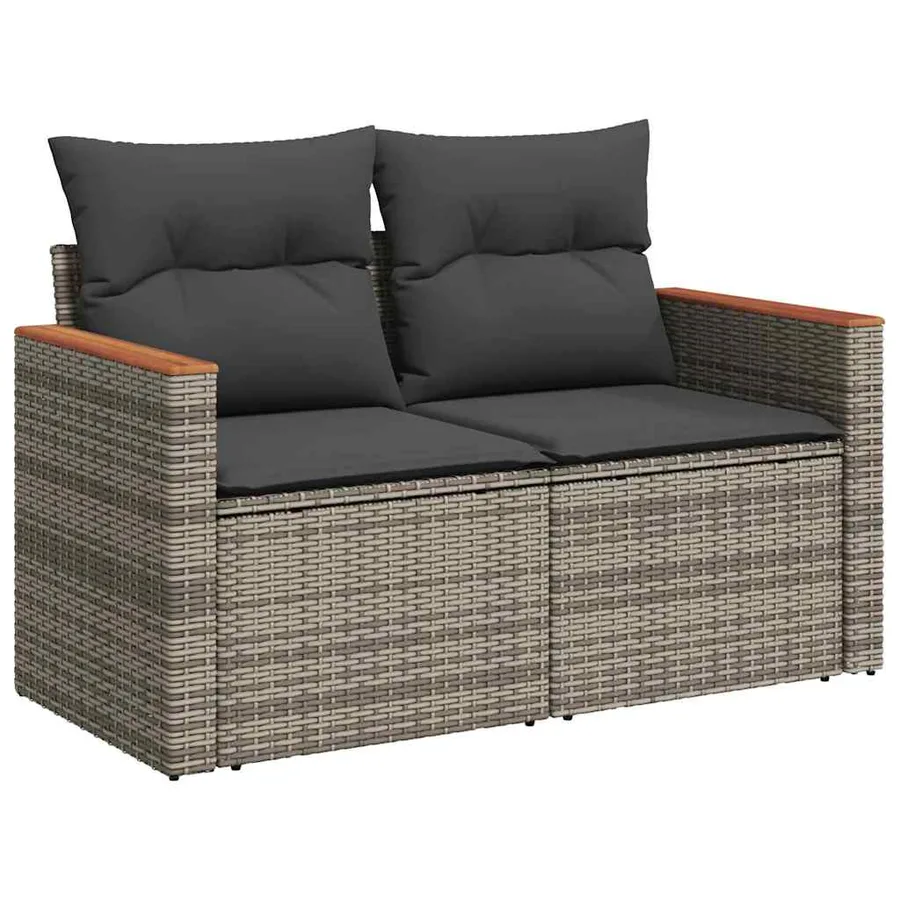 Ensemble de canapé de jardin 10 pcs Gris Poly rotin - 6