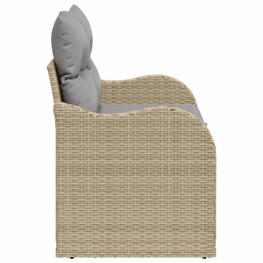 Canapé de jardin avec coussin Beige 121 x 62 x 69cm polyrotin - 6