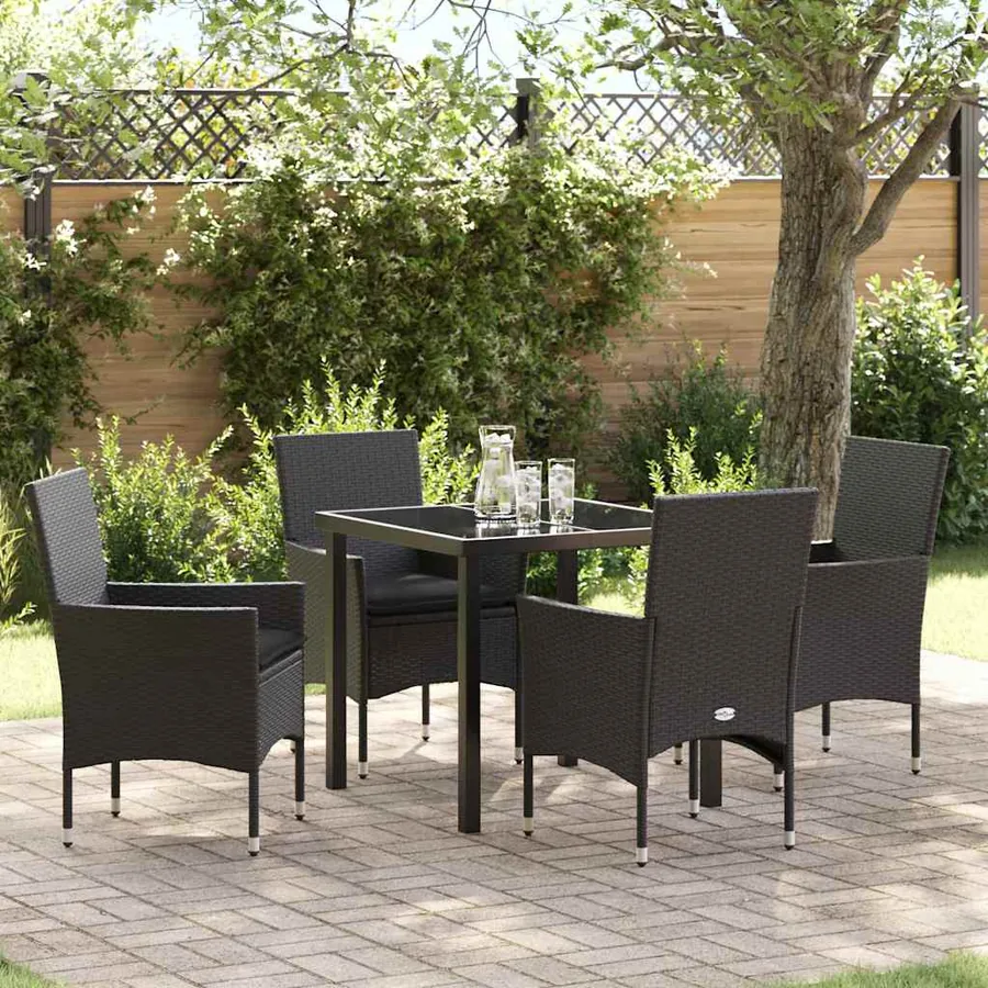 Ensemble de salle à manger pour jardin 5 pcs Noir polyrotin
