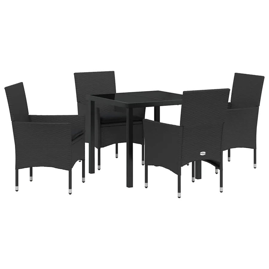 Ensemble de salle à manger pour jardin 5 pcs Noir polyrotin - 2
