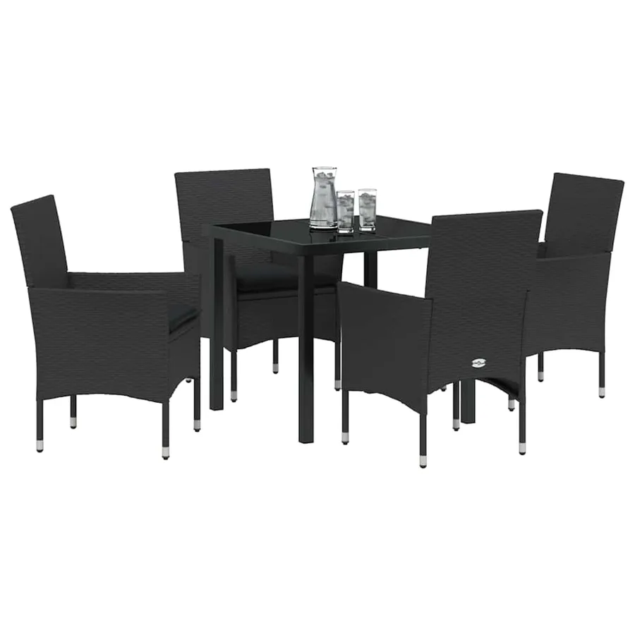 Ensemble de salle à manger pour jardin 5 pcs Noir polyrotin - 3