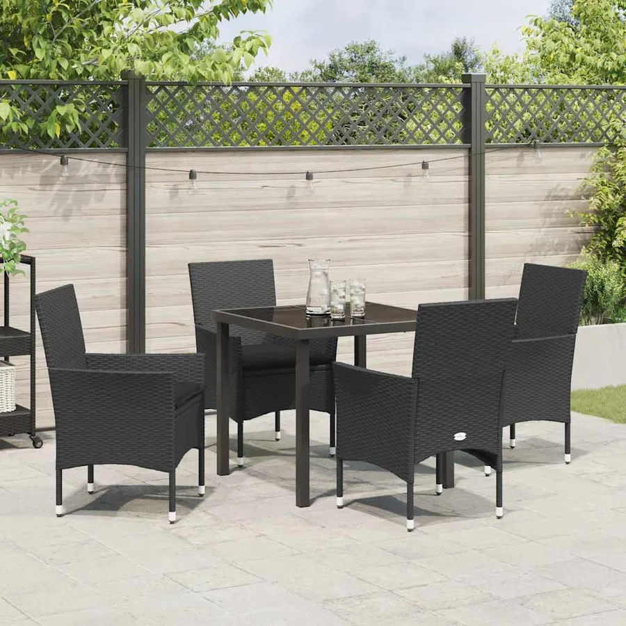 Ensemble de salle à manger pour jardin 5 pcs Noir polyrotin - 4