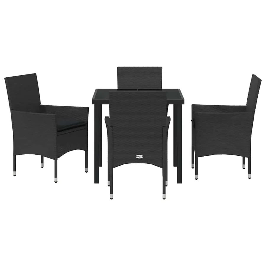 Ensemble de salle à manger pour jardin 5 pcs Noir polyrotin - 7
