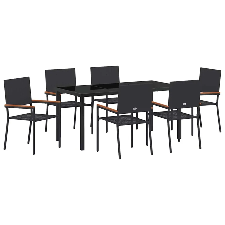Ensemble de salle à manger pour jardin 7 pcs Noir polyrotin - 2