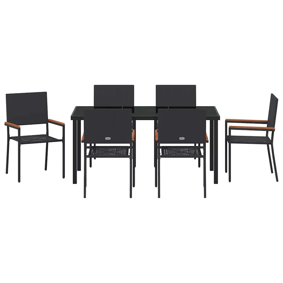 Ensemble de salle à manger pour jardin 7 pcs Noir polyrotin - 7