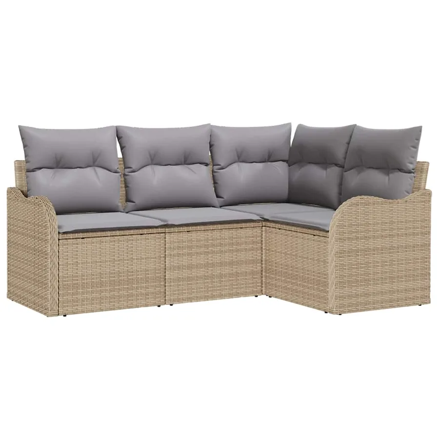 Ensemble de canapé de jardin 4 pcs Beige polyrotin - 2