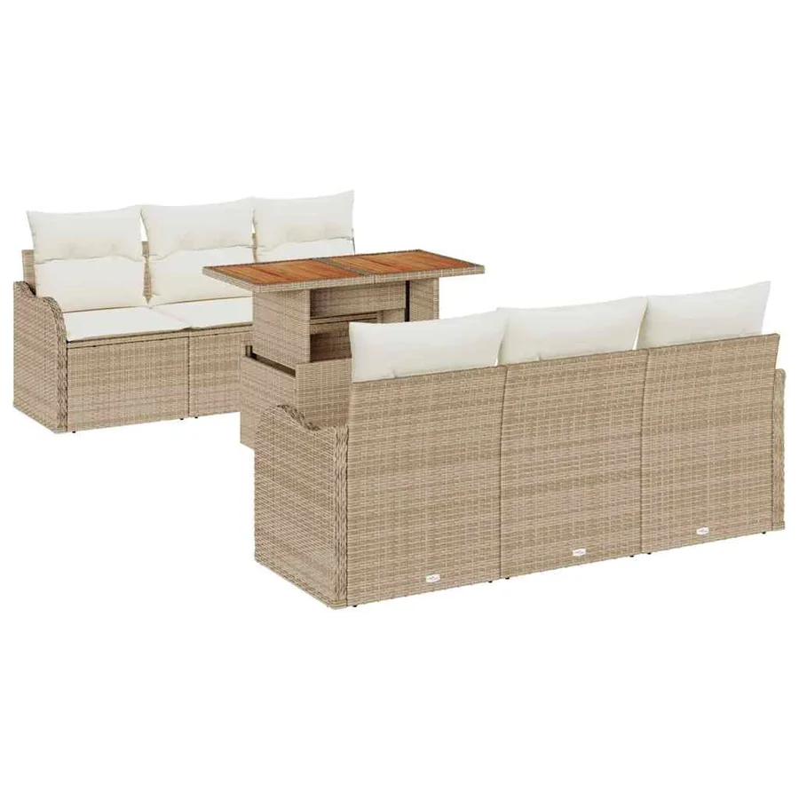 Ensemble de canapé de jardin 7 pcs Beige Poly rotin - 2