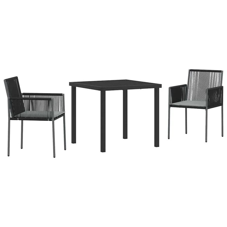 Ensemble de salle à manger pour jardin 3 pcs Noir Rotin PE - 2